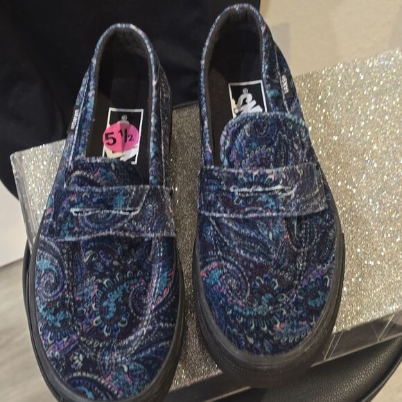 Vans Style 53 Velvet Blue Paisley Loafers - Picture 7 of 8